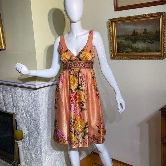 Forever 21 Pink Floral Satin Dress - Picture 1 of 7